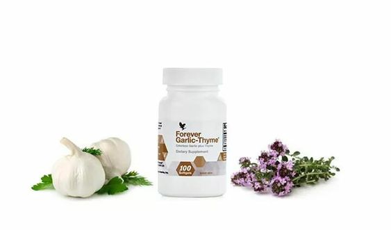 Forever Garlic Thyme cutie Forever Garlic Thyme, cutie cu 100 de capsule moi, lângă usturoi și cimbru